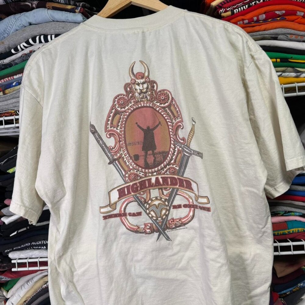 90s vintage tv promo the Highlander there can only be one t shirt